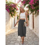 PrinStory Pantalon d'été léger pour femme - Taille haute - Culotte d'été décontractée - Pantalon palazzo à jambes larges - Avec 
