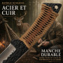 YOUR LIVING ART Couteau utilitaire forgé à la main – lame fixe en acier 7Cr17MoV avec étui en cuir véritable, outil d’extérieur 