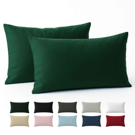 Taie Oreiller 50x70 Coton Renforcé (Set de 2) - Vert - Tissage serré de 57 Fils/cm² - Taie Oreiller 50 x 70 cm- Certifié Oeko Te
