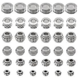 PandaHall Elite - 130 Perles d'Espacement Tibétaines, 6 Styles Intercalaires en Alliage pour Bijoux, Bracelet, Collier, Boucle d