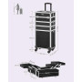 SONGMICS Valise de Maquillage Professionnel 4-en-1, Mallette Cosmétique, XXL, 34 x 24 x 79,3 cm, Verrouillable, roulettes à 360°