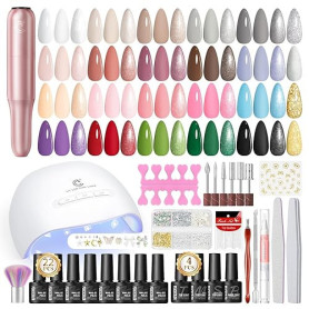 PEACECOLOR 38PCS Kit Vernis Semi Permanent Complet avec lampe UV Ponceuse pour Ongles, 22 Couleurs Vernis à Ongles avec Base Coa