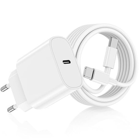 DGVERS 20W Chargeur USB C pour iPhone 17/16/15,Adaptateur USB C Chargeur Rapide avec 2m Câble USBC, Compatible iPhone 16e,16/15