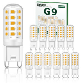 Tailcas Ampoule LED G9, 12PCS Led 3000K 500LM 5W Équivalent 50W Halogène, Lampe Blanc Chaud Non-dimmable Sans Scintillement AC/D