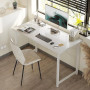 ODK Petits Bureau D'ordinateur, 100x48cm Bureau Informatique Table D'Étude Table D'Écriture pour Ordinateur, Chambre, Blanc