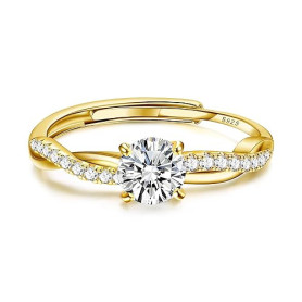 Adramata Bague Argent 925 Femme Reglable Bague Zircone Cubique Alliance Femme, Bague de Fiancailles Bague Promesse Mariage Bague