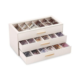 Lolalet Coffret Élégant pour Collection de Lunettes de Soleil, Organisateur avec Tiroirs et Couvercle Transparent