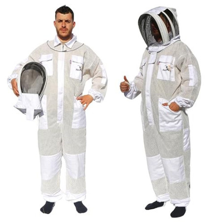 Best Bee Combinaison Apiculteur Ventilée, Tissu Épais en 3 couches, Fermeture Éclair robuste, Capuche Amovible, Poches Pour Out