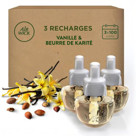 Air Wick Desodorisant Maison Recharge Diffuseur Vanille et Beurre de Karité - 3 x 19 ML