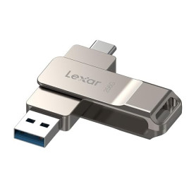 Lexar D40E 256 Go Double clé USB 3.2 Gen 1 Type-C Jump Drive, clé USB-C Flash Drive Matériau métallique Pivotant Conception Clé