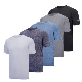 fovdtaa Lot de 5 t-shirts de sport pour homme à manches courtes et encolure ronde, matière perméable à l’air