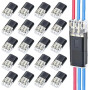Lot de 20 Connecteur Etanche 3 Fils, Connecteurs Câble 3 Broches, Sans Dénuder, Connexion Rapide pour Fils 18-22 AWG, LED, Venti
