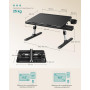 SONGMICS Table de Lit, Bureau Pliable, Plateau 56 x 40 cm, Inclinaison Continue à 120°, Hauteur Réglable, Porte-Gobelet, Support