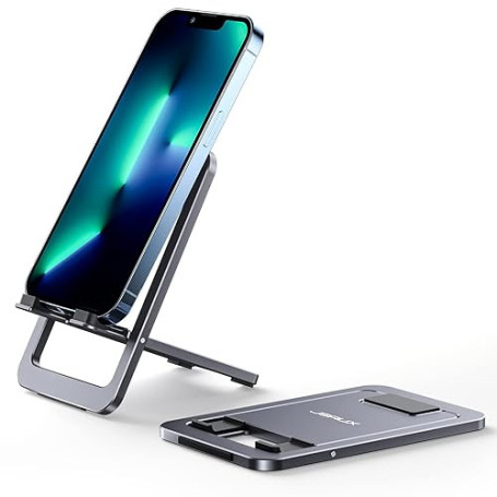 JSAUX Support Téléphone Portable, Support Pliable en Aluminium Ajustable Porte Smartphone Voyage Accessoires Bureau Compatible a