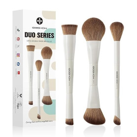 EIGSHOW Pinceaux Maquillages, 3 pièces kit pinceaux maquillages à double extrémité, Set Pinceau Maquillage en fibres synthétique