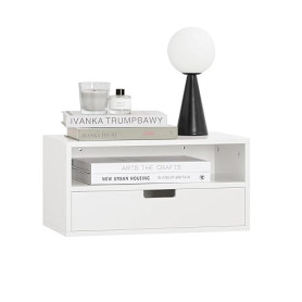 SoBuy Table de Chevet Suspendu avec tiroir et Niche Ouverte, étagère Murale Gain de Place, Table de Nuit pour Chambre et entrée,