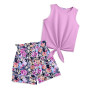 Arshiner Filles Débardeurs avec Short Set Enfants Ensembles de vêtements d'été Mode décontractée T-shirts sans manches Ensembles