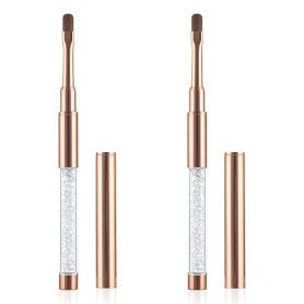Piriuuo 2 pinceaux gel brosse avec couvercle accessoires ongles poignée diamant