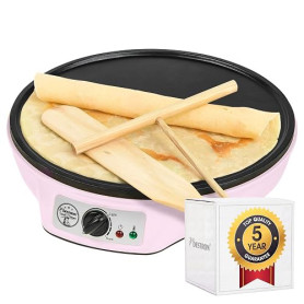 Bestron crêpière electrique, machine a Crepe pour crêpes de Ø 30 cm, y compris distributeur de pâte & spatule à crêpes, avec rev