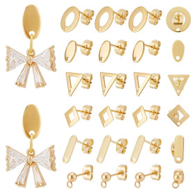 UNICRAFTALE 72pcs 6 styles Clou Boucles d'oreilles Plaqué Or 24 Carats Boucle D'oreilles Rond Tige Boucles d'oreilles avec écrou
