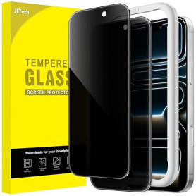 JETech Protection D'écran Anti-Espion pour iPhone 17 Pro 6,3 Pouces, Film en Verre Trempé avec Outil d'Installation Facile, Lot