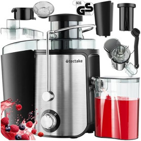 tectake® Extracteur de jus de fruits et légumes Centrifugeuse Fruits et legumes avec Goulotte d'Alimentation 2 Vitesses pour jus