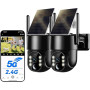 WESECUU Camera Surveillance WiFi Exterieure sans Fil Solaire 2.5K 4MP avec Panneau Solaire 5W, 2K QHD, Batterie 8000mAh, 2.4G et