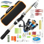 Kit de canne à pêche télescopique avec moulinet, canne à pêche en fibre de verre, kit de pêche complet avec ligne de pêche, appâ