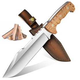 Purple Dragon Couteau de Survie Extérieur - Couteau à Soie Pleine avec Gaine- Couteau à Dos Renforcé – Idéal Cadeau pour Homme