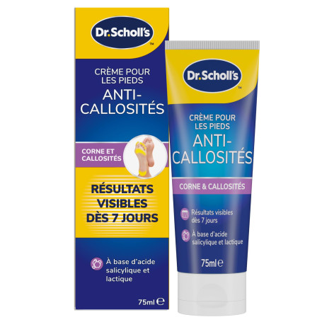 Dr. Scholl's Crème Pieds Traitement Intensif Anti-Callosité et Corne, 75ml - Soin Très Secs et Abîmés, Base Acide Salicylique, P
