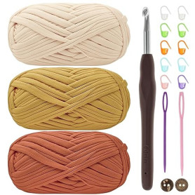 Lot de 3 pelotes de fil épais pour tricot et crochet de 6 mm pour crochet, sac, couverture, panier, projets de bricolage
