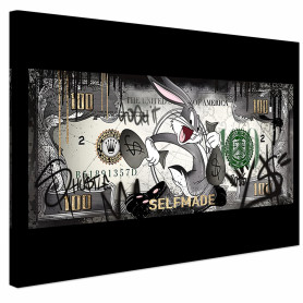 AREDE Tableau Décoration Murale sur Toile | Des insectes sur un billet | Art Déco Salon Chambre | Tableau Moderne 60 x 40 cm | P