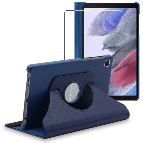 ebestStar - Coque pour Samsung Galaxy Tab A7 Lite 8.7 T220 T225, Etui Rotatif 360, Housse Protection PU Cuir, Bleu Foncé + Verre