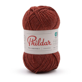 Phildar - Pelote de Laine Phil Cabotine 3 - Laine à Crocheter et à Tricoter - 45% COTON,55% ACRYLIQUE - Aiguille n°3 - Couleur M