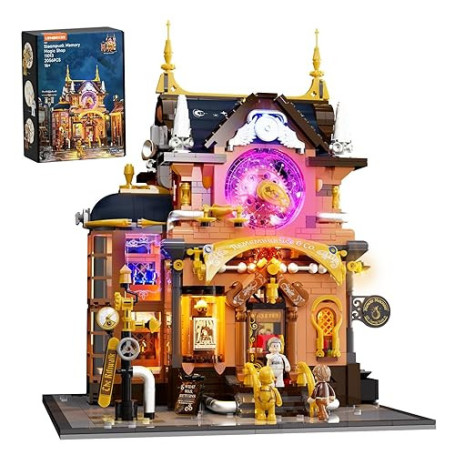 LUMIBRICKS Steampunk Memory Magic Magasin de magie Kit de construction éclairé — 2056 pièces Maison modulaire victorienne fantas