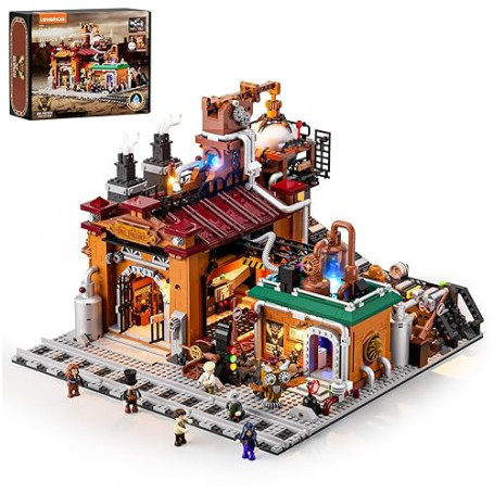 Lumibricks Set de Construction Usine de Minerai Steampunk avec Éclairage – 3138 Pièces Modèle Mécanique de Style Victorien avec