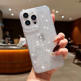 LAPOPNUT Coque pour iPhone 15 Pro Max Transparent Étui pour Apple iPhone 15 Pro Max Paillettes Étoiles Antichoc Silicone Housse