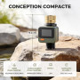 Diivoo Compteur d'eau Digital avec Entrée en Laiton, Minuterie d'Arrosage Débitmètre d’Eau, Panneau Amovible 180°, 4 Modes de Me