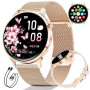 Montre Connectée Femme, Écran AMOLED 1,32" Ultra-fin Elégante Montre Femmes avec 2 Bracelets & 2 Câbles, 116 Modes Sport, Suivi