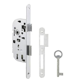 Metalux série 260 - Serrure à encastrer Réversible avec gâche et clé pour porte Porte de chambre Toilettes Bureau Salle de bain