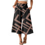 PrinStory Pantalon d'été léger pour femme - Taille haute - Culotte d'été décontractée - Pantalon palazzo à jambes larges - Avec 