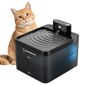 DMUUPEW Pet Fontaine à Eau pour Chat à Activation Automatique, silencieuse et sans Fil, 2.2L à Filtration Multiple résistante au