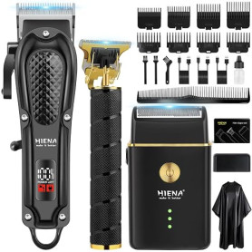 HIENA PRO Tondeuse à cheveux pour homme, sans fil, tondeuse à cheveux, tondeuse à barbe, rasoir à lames, kit complet de rasage e