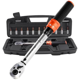 ATsafepro 14 Pièces Clé Dynamométrique 1/4'',1-25Nm Clé Dynamométrique Vélo,72 Dents Réglable Bidirectionnel,Rallonge,Adaptateur
