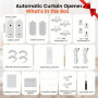 Eirolace 2 Pièces Ouvre-Rideau Automatique, Rideau Electrique Interieur 3 in 1 - Robot de Rideau Électrique avec Télécommande, M