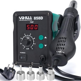 YIHUA 858D station de soudage à air chaud 700W pour soudure et dessoudage SMD avec contrôle de température PID, fonction de déma