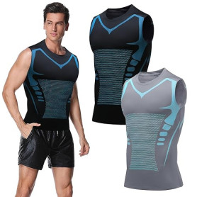 Ronronner Lot de 2 gilets sculptants ioniques 2024, pour homme, gainant, gainant, tissu respirant en soie glacée, vêtements de s