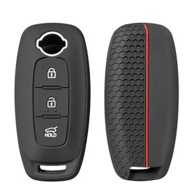 OTMIK Silicone pour Clé de Voiture étui pour Nissan X-Trail t33 Kicks Qashqai J12 Juke Teana Altima Ariya 3 Boutons Coque de clé