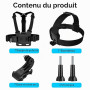 Fulushouxi 5-en-1 Accessoires Kit, Harnais de Poitrine, Fixation Harnais Tete Bandeau, Compatible avec Gopro Hero 9 8 7 6 5, Xia