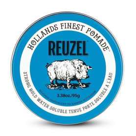 Reuzel Pommade à tenue forte bleue, pommade à tenue forte pour un look ultra brillant, soluble dans l'eau avec un parfum de vani